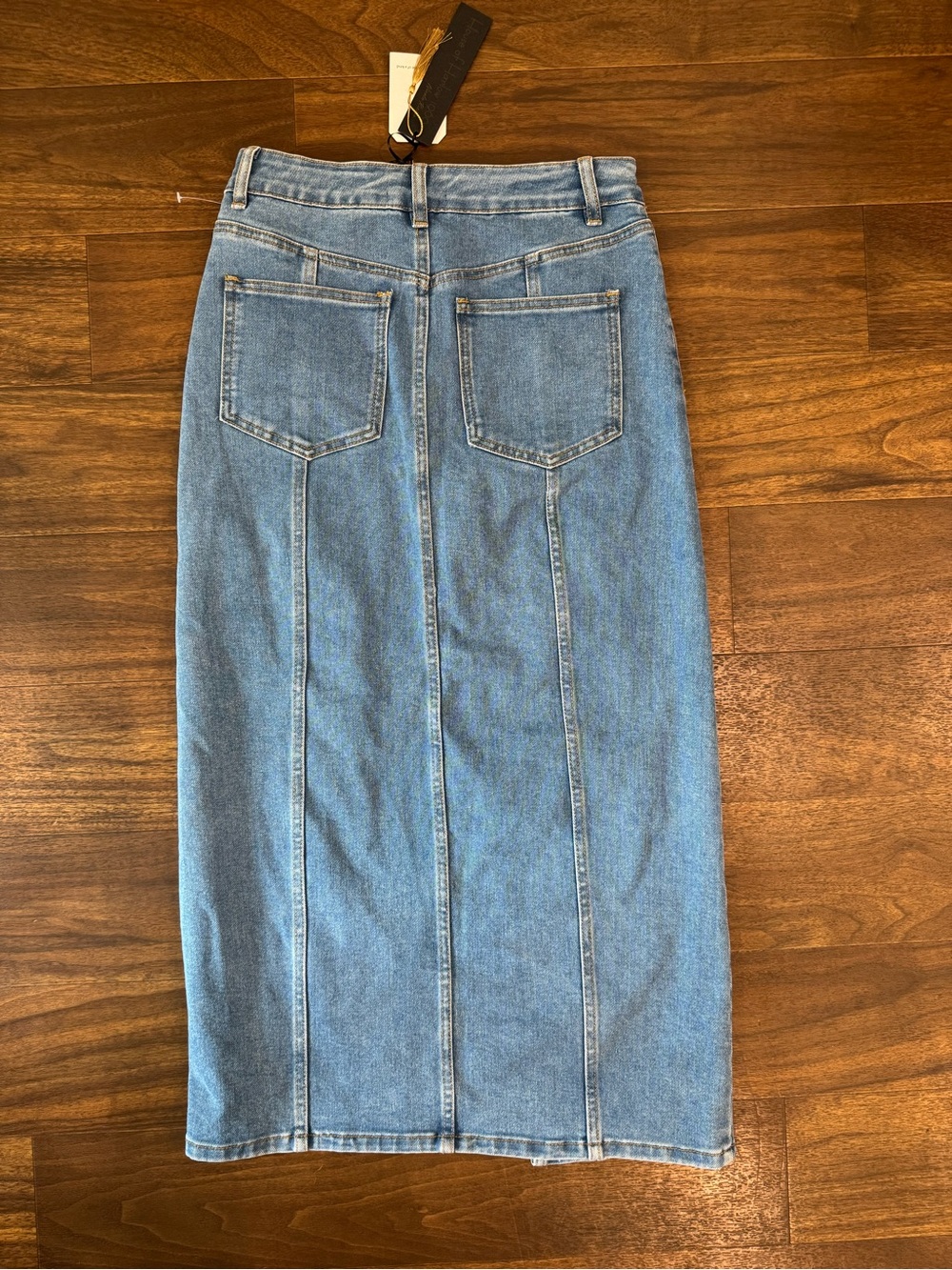 NWT House of Harlow 1960 Nicole Richie Denim Midi Skirt Size 8 Front Slit - Picture 5 of 5
